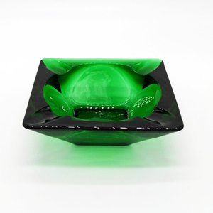 Vintage Anchor Hocking Emerald Green Square Ashtray